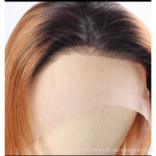 1B/27 1b/99j Ombre Color Human Hair Wigs With Baby Hair Pre Plucked Remy Brazilian Lace Bob Wigs Bleached Knots Human Hair Wig